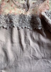 Pretty Lace Detail Applique Top