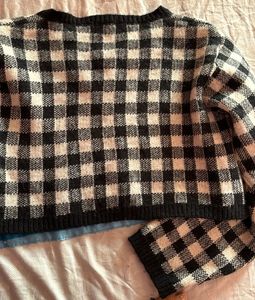 Korean Style Black And White Wool Top