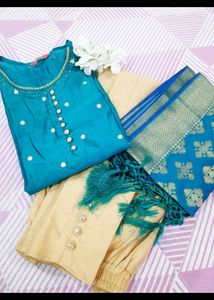 Teal Embroidered Kurta Set