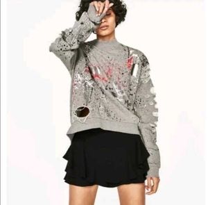 Zara Original Ripped Sweatshirt