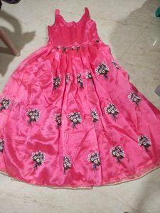 Pink Floral Embroidered Gown