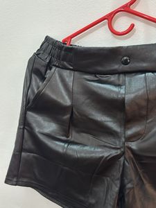 Stylish Black Faux Leather Shorts