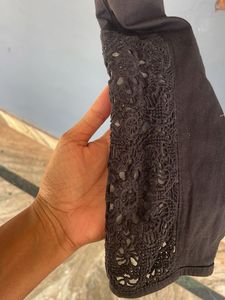 Black Lace Detail Pants