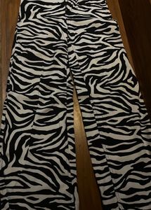 Zebra Print Wide Leg Pants