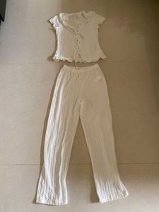 White Textured Co Ord