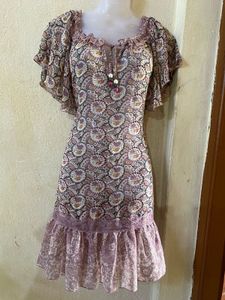 Paisley Print Ruffle Mini Dress