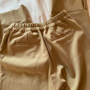 Khaki straight Leg Trousers With Slit