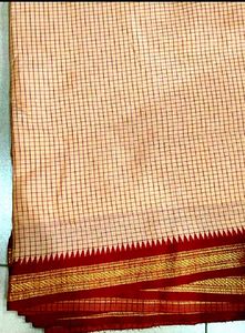 Orange With Meroon Golden Zari Border Silk saree