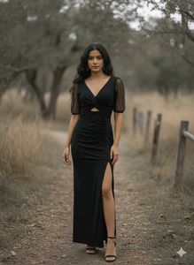 Elegant Black Cutout Maxi Dress