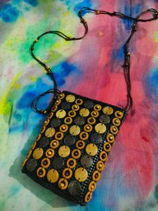 Wooden Design Small Sling Bag