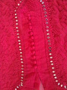 Brand New Red Chikankari Kurta With Mirror Work