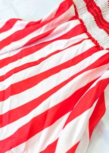 Red &amp; White Striped Off-Shoulder Dress