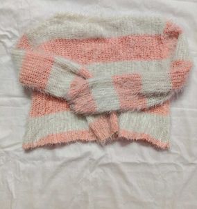 Striped Fuzzy Cropped Sweater