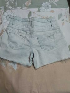 Sea Blue Color Denim Shorts