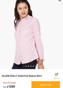 Allen Solly Pink Cotton Rich No Peep Shirt Women