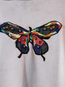 Butterfly Embroidered Pink Top