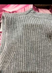 Gray Knit Button Vest