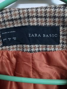 Zara Double Breasted Plaid Wool Coat Size(S)