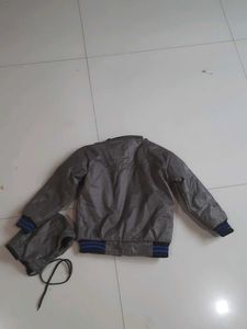 Gray Puffer Jacket with Hood