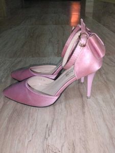 Pink Bow Heels with Ankle Strap