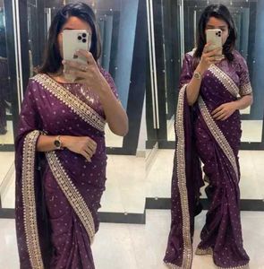 Gorgeous Purple Sequin Saree