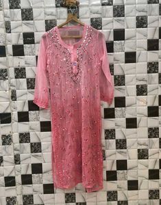 Mirror Work Chickenkari Kurti Set
