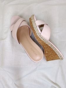 Light pink platform wedges
