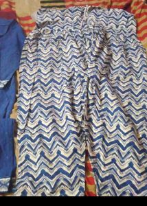 Blue Printed Cotton Kurta Pyjama Combo