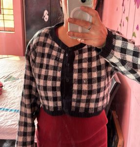 Korean Style Black And White Wool Top