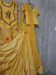 Lehenga With Slit Kurti And Dupatta