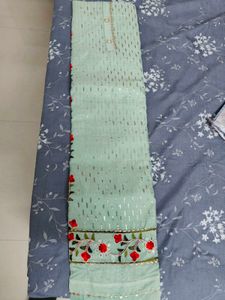 Green Embroided And Sequins Dress Material