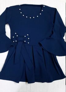 Navy Blue Top With Bow