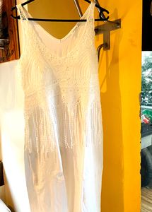 Topshop White Sleeveless Crochet Dress