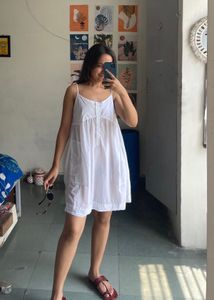 White Cotton Mini Dress