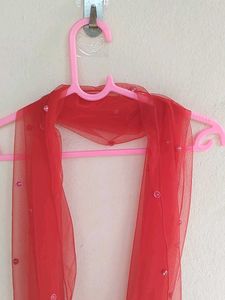 Red Beaded Dupatta