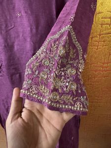 Purple hand work Kurta