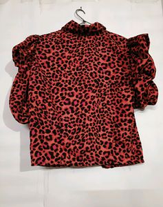 Red Tiger Print Top For Women