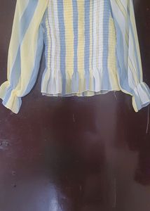 Yellow And Grey Color 💛 Crop Top