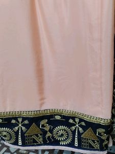 Heavy Border Pink With Dark Blue Blouse