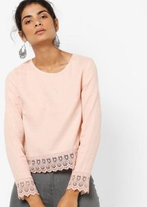 Peach Lace Trim Top