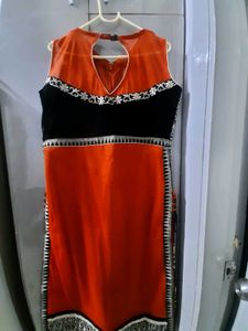 Orange Embroidered Kurta Set
