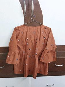 Cute Brown Floral Top