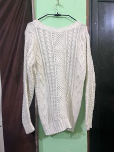 White Long Sweater Top