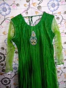 Green Anarkali Suit With Heavy Work On Neck🤩