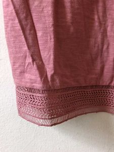Rose V-Neck Tee with Lace Detail