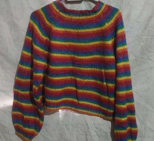 Rainbow Striped Knit Sweater