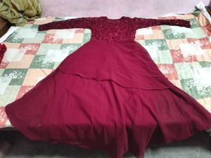 Elegant Burgundy Lace Dress