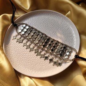 Mirrored Silver Choker Necklace