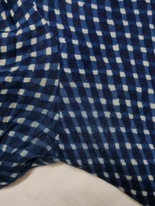 Biba Women Blue Printed Cotton Mix Straight Kurta