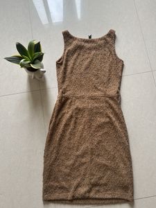 Brown Textured Mini Dress